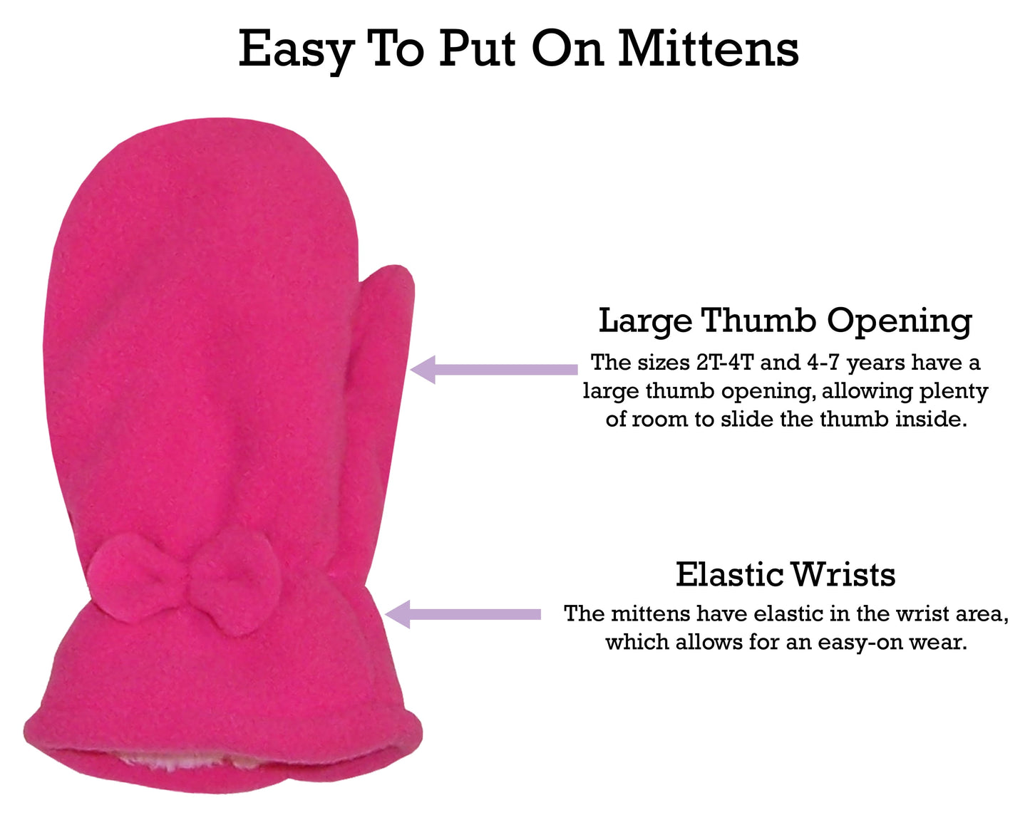 Girls Fleece Winter Hat Mitten Set - Infants Toddler Children Sherpa Lining - Fuchsia