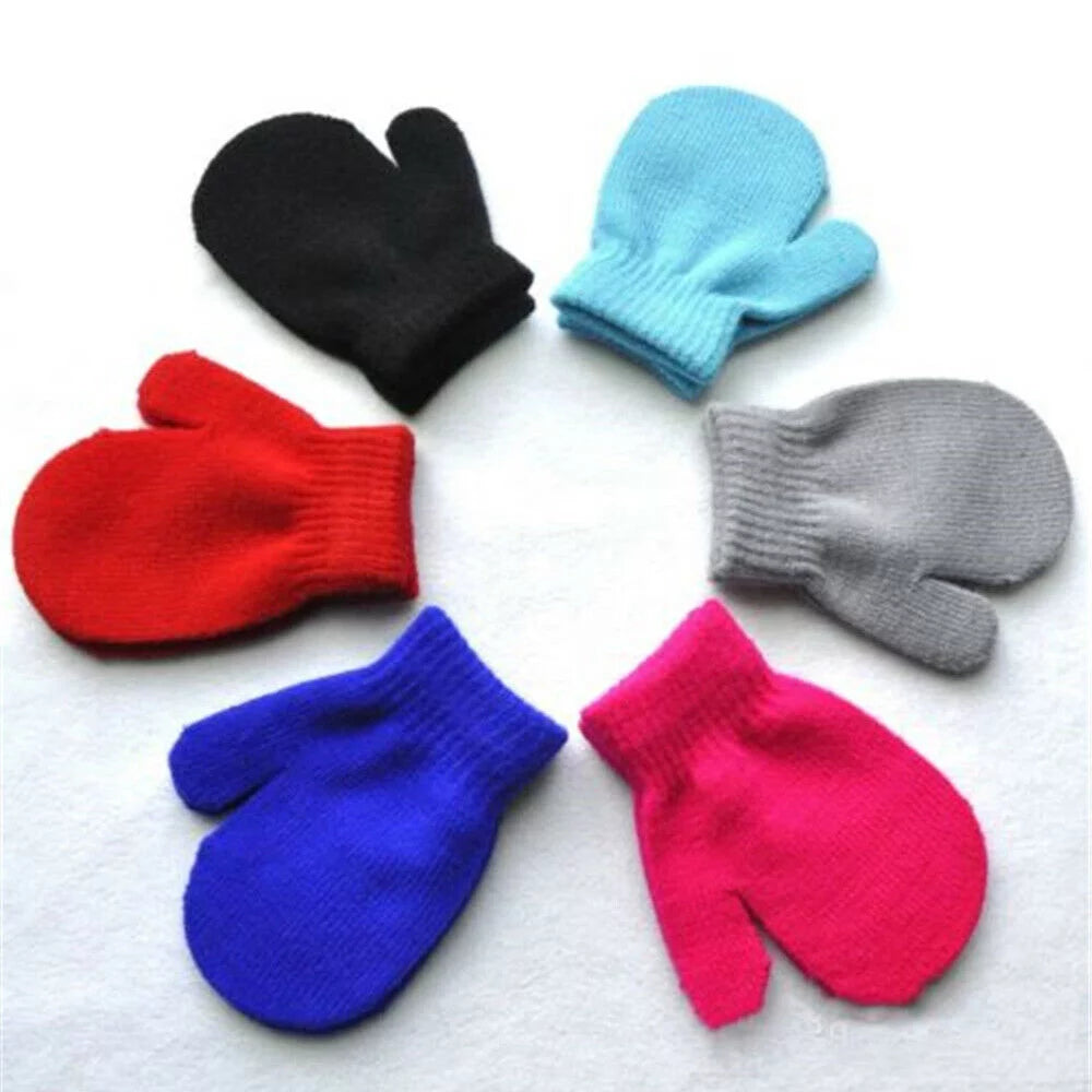Baby Toddler Mittens Gloves Boys Girls Solid Winter Kids Warm Gloves