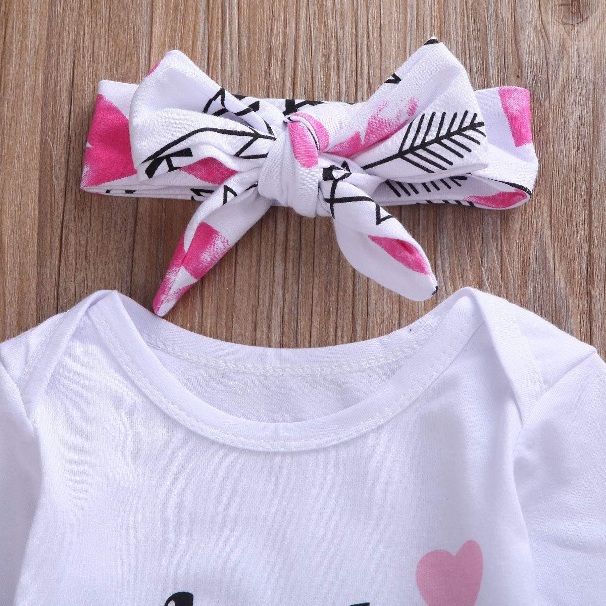 4Pcs Newborn Baby Girls Outfit Set Auntie'S Bestie Romper Arrow Pants Hat Headband Clothing Set