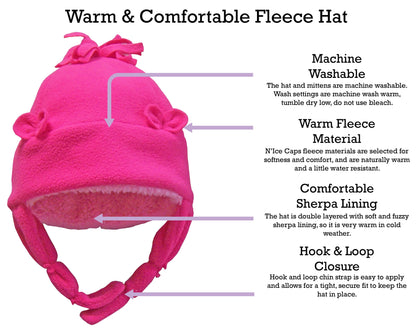 Girls Fleece Winter Hat Mitten Set - Infants Toddler Children Sherpa Lining - Fuchsia